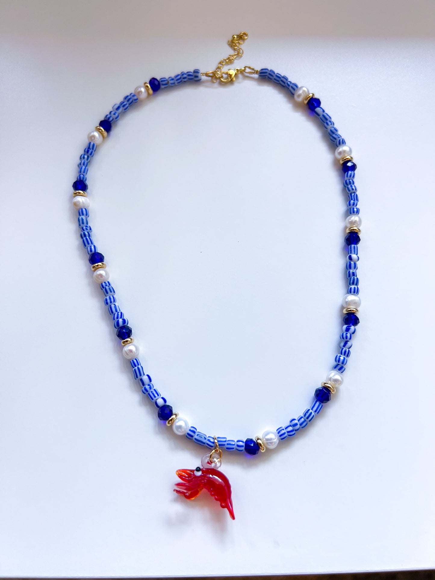 Adjustable Short Multicolor Mixed-Beaded "Fancy Lobster" Necklace.