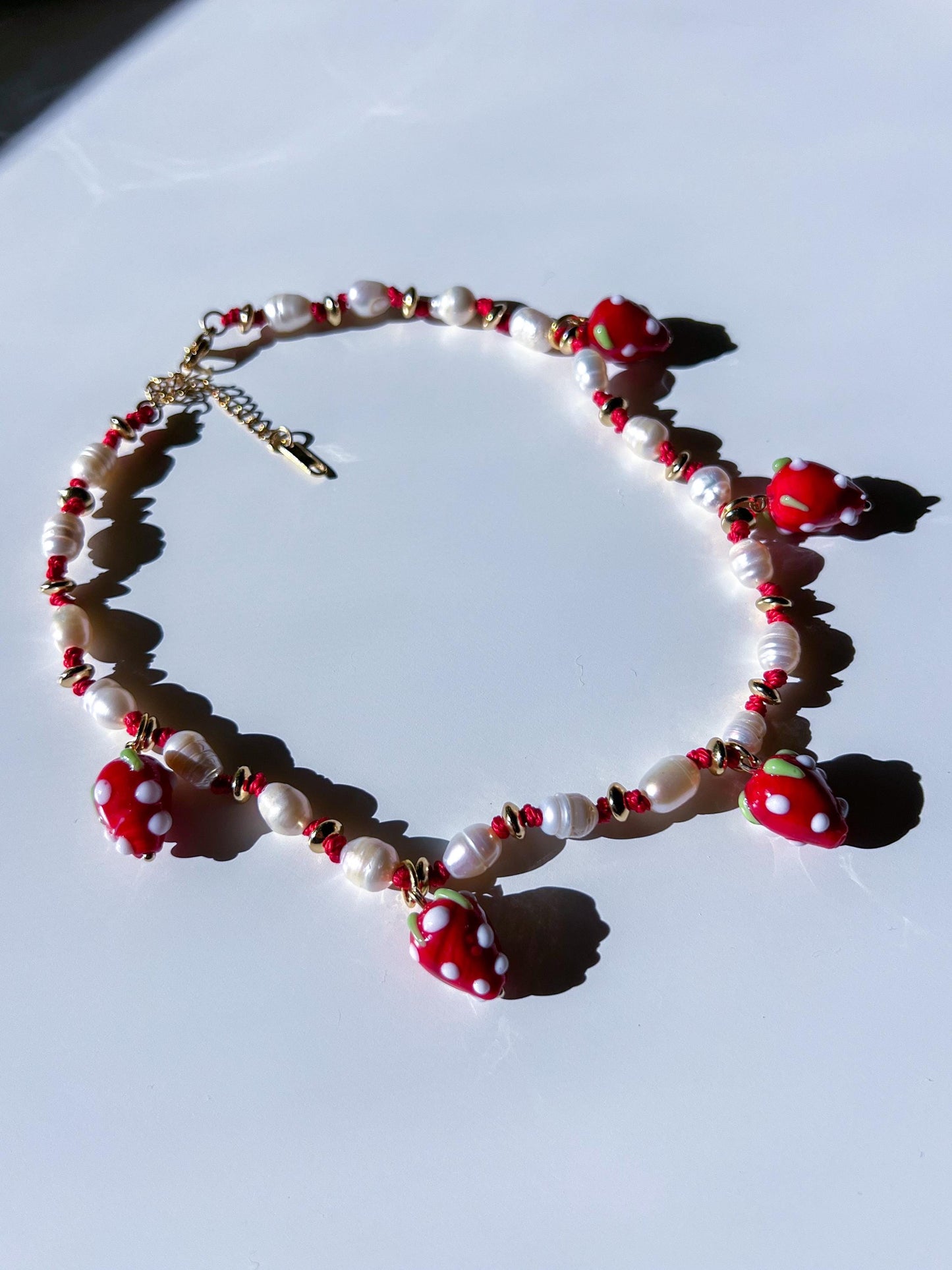 Adjustable Short Multicolor Mixed-Beaded "Strawberry Fields" Necklace